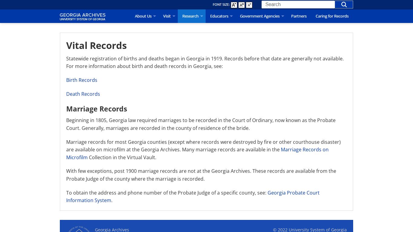 Vital Records | Georgia Archives