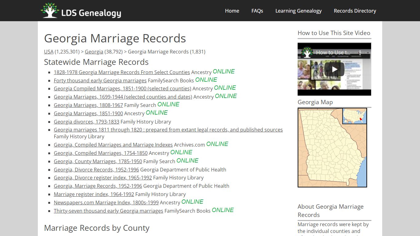 Georgia Marriage Records - LDS Genealogy